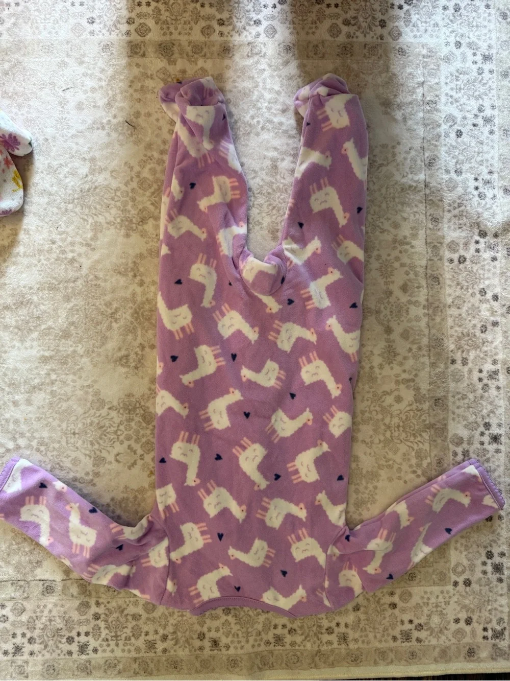 Carters Baby Fleece One-Piece Footed Pajama - Purple & Pink Floral Llamas